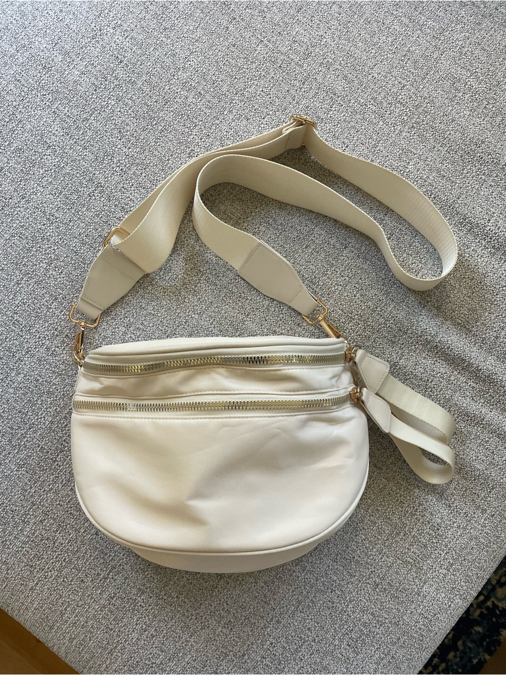 Women’s Cream Crossbody Bag with Dual Zip Pockets